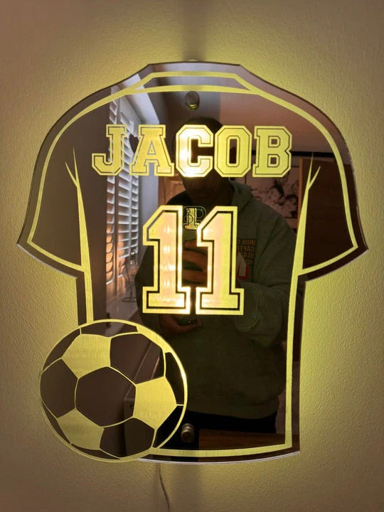 Custom Jersey Mirror with Name and LED Lighting
