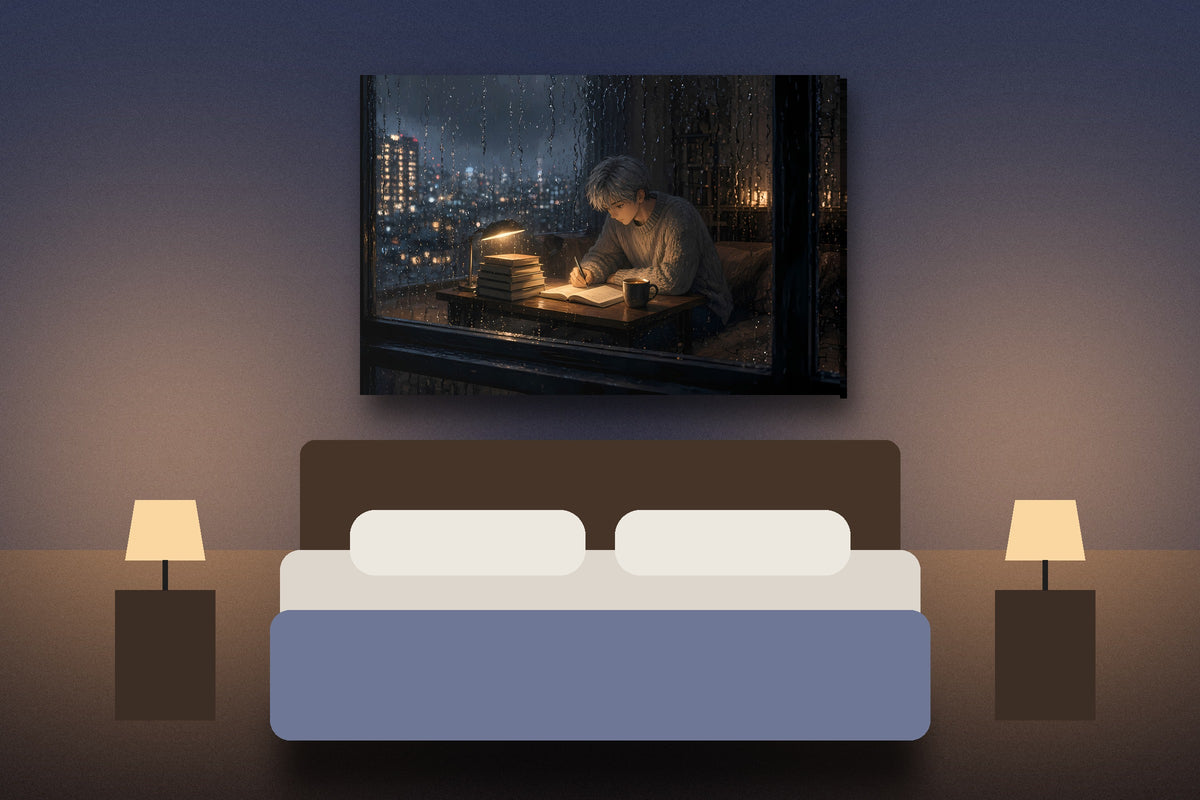 Midnight Study wall art shown in a room