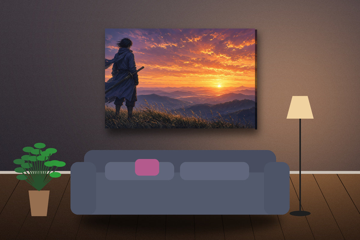 Last Light Ronin wall art shown in a room