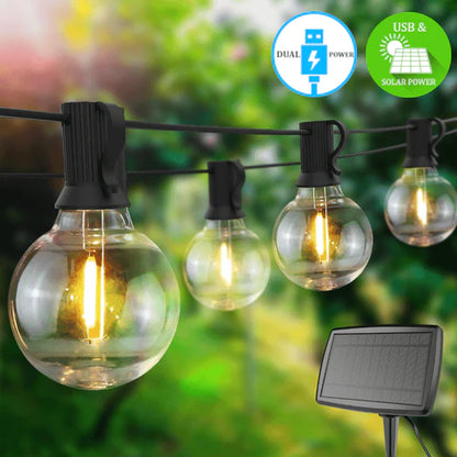 LED Solar / USB Dual Power "Festoon" Globe String Lights